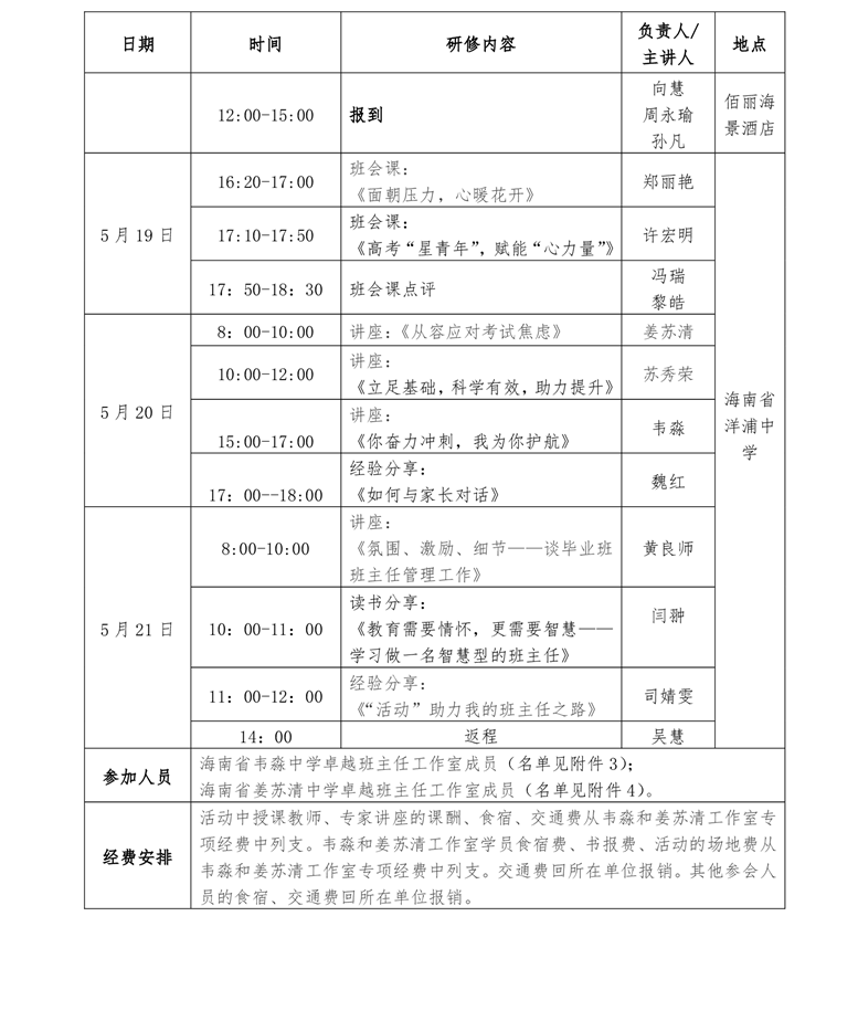关于卓越校长杨立功工作室卓越班主任霍春莲、韦淼、姜苏清工作室开展专题研修活动通知