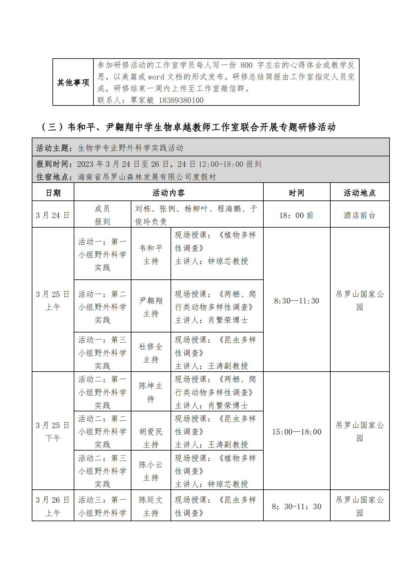 关于李燕 李仁华 韦和平 尹翱翔 王英 段淑芬 邱桂兰中学工作室开展专题研修活动的通知