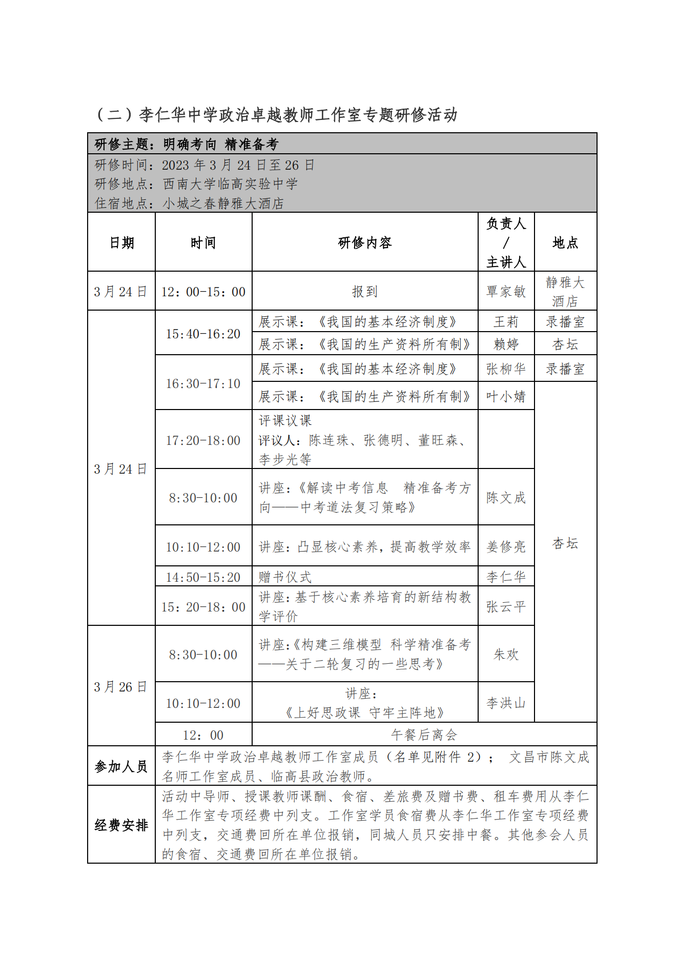 关于李燕 李仁华 韦和平 尹翱翔 王英 段淑芬 邱桂兰中学工作室开展专题研修活动的通知