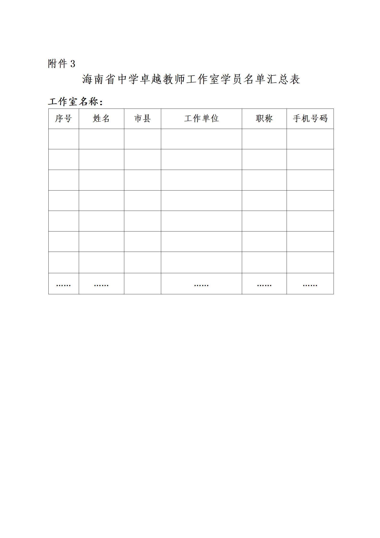 关于启动2022—2024年度海南省中学卓越教师工作室暨开展市县学员申报工作的通知