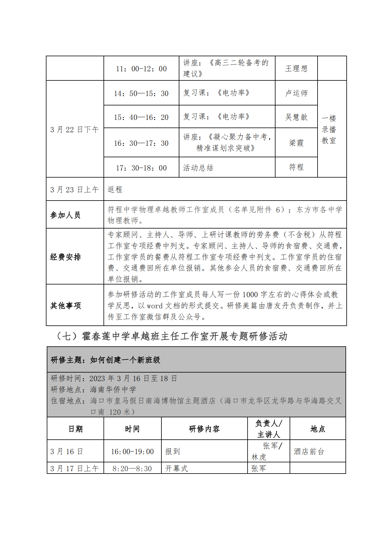 关于施琼英美术 黄金玉语文等教师工作室及霍春莲中学班主任工作室开展专题活动的通知